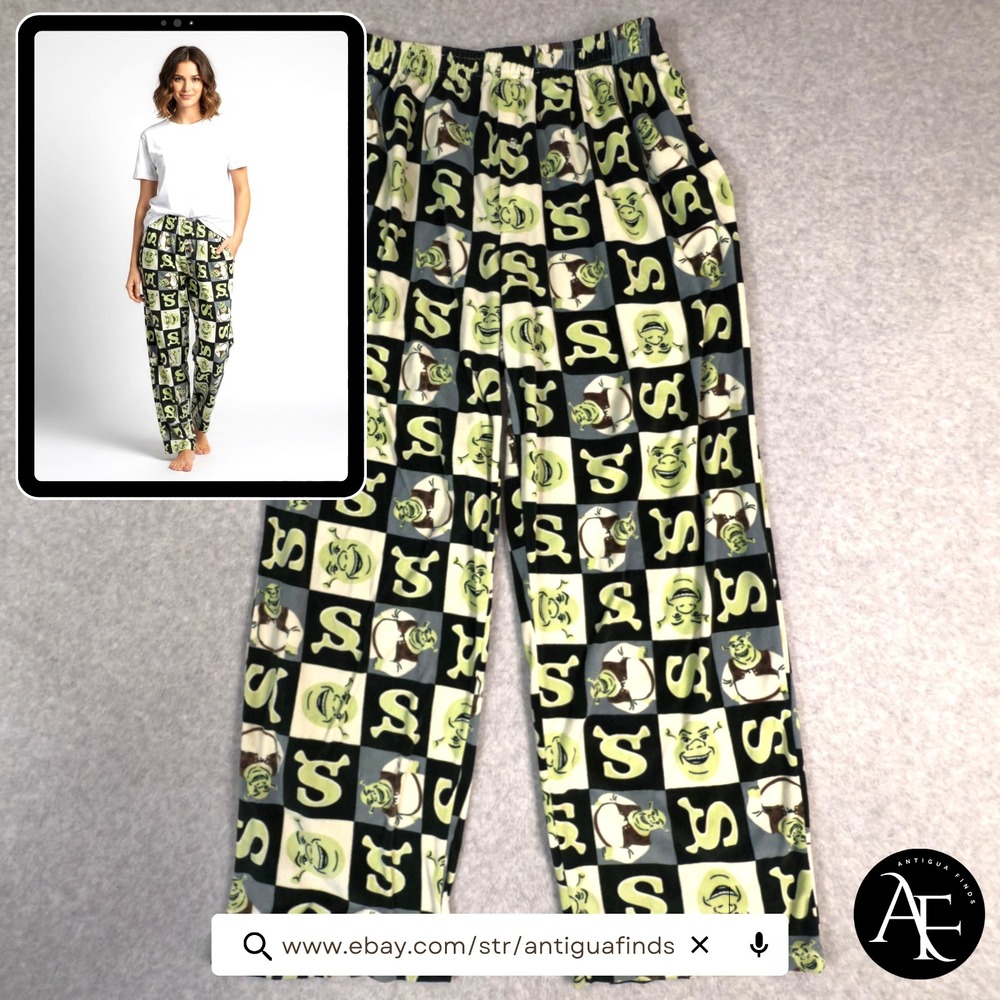 SHREK Unisex Pajamas Sz Large Dreamworks Movie KidCore Polyester Comfy Sleepwear